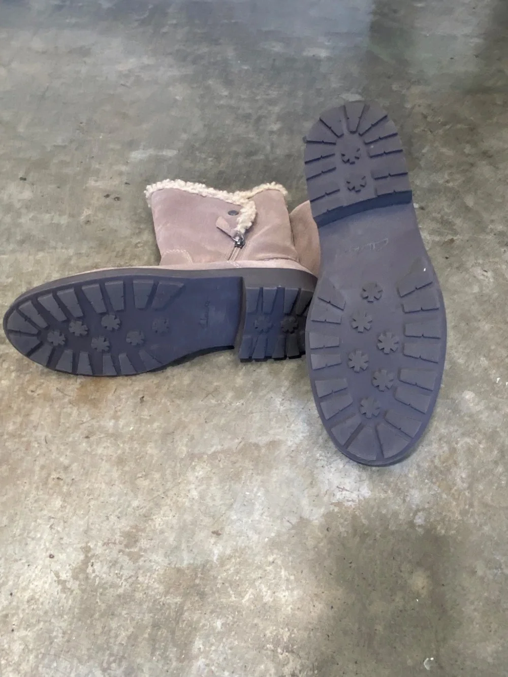 Clarks women's shearling-lined suede boots.